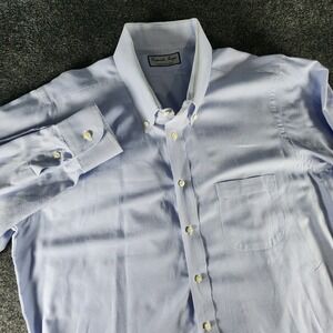 Tom James Corporate Image Mens Blue Micro‎ Check Button Down Dress Shirt Custom